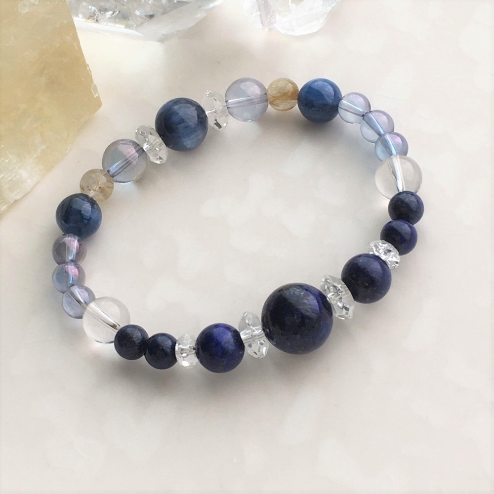 【木気を補う】ラピスラズリとカイヤナイトの守護石ブレスレット
