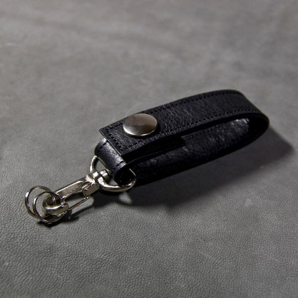 レザーキーホルダー ブラック｜NLE LEATHER KEY HOLDER blk｜101 3枚目の画像