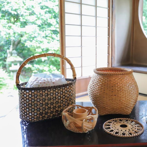 竹細工　一輪挿し　花瓶 京の七夕】竹細工オンラインワークショップ「四海波花篭」 一輪挿し