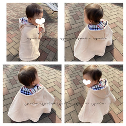 【handmade/BABYno60】ベビーフワもこポンチョコート80〜90cm/BE 7枚目の画像