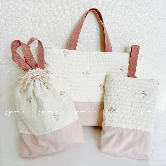 送料無料】入園入学3点セット(さくらんぼ柄)ピンク レッスンバッグ