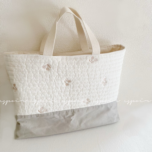 入園入学/レッスンバッグ・通園バッグ(さくらんぼベージュ柄) レッスン