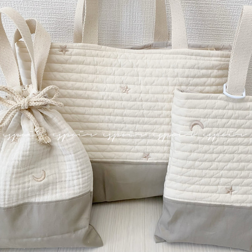 入園入学3点セット 【さくらんぼベージュヌビ】　女の子　レッスンバッグ　手提げ袋 全品送料無料】レッスンバッグ 女の子 幼稚園 入園グッズ 小学校