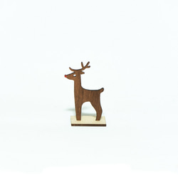 クリスマス「雪ダルマ トナカイ ツリー サンタクロース」小さな木の置物 4点セット 8枚目の画像