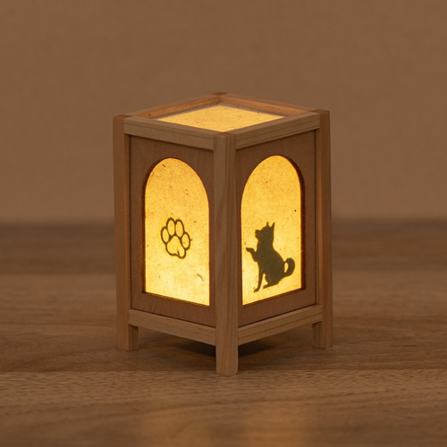 石州和紙のミニ行灯 「イヌとお散歩」 スタンドライト・テーブルランプ