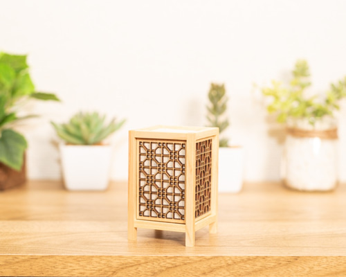 石州和紙のミニ行灯「蜀江」 組子細工 スタンドライト・テーブルランプ