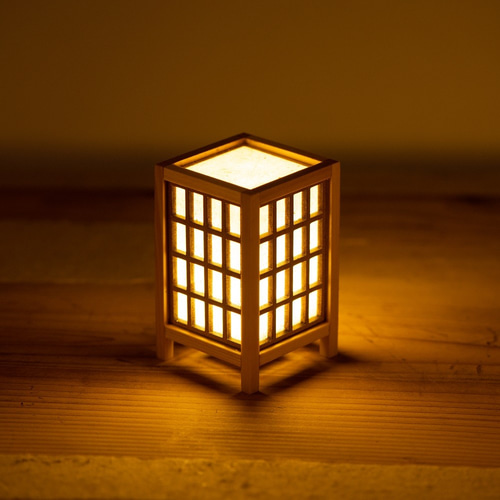 石州和紙のミニ行灯「障子」 組子細工 スタンドライト・テーブルランプ