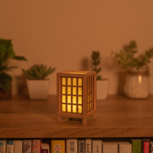 石州和紙のミニ行灯「障子」 組子細工 スタンドライト・テーブルランプ