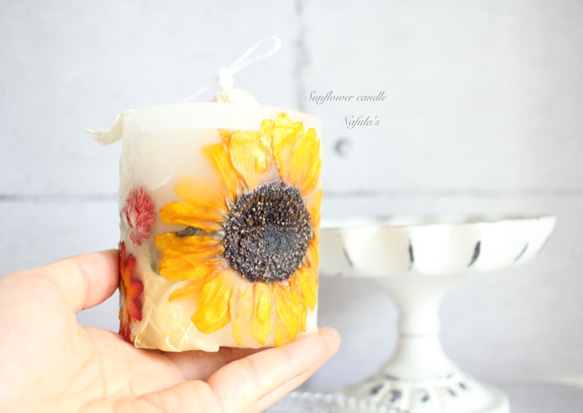 【夏季限定商品】 おおきなひまわりのボタニカルキャンドル 　Sunflower 8枚目の画像