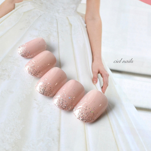 ブライダル の王道！シンプル ラメグラデーション ネイルチップ