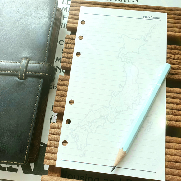 【バイブル黒】旅行プランナー*日本地図（白地図）付きメモ用紙 2枚目の画像