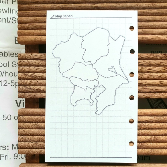 【ミニ6黒】旅行プランナー 白地図付きメモ帳（方眼タイプ） 日本地図 マップ システム手帳リフィル 6枚目の画像