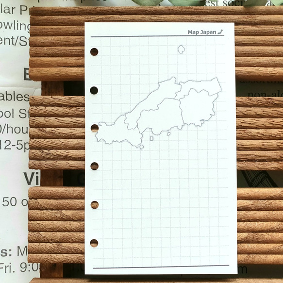 【ミニ6黒】旅行プランナー 白地図付きメモ帳（方眼タイプ） 日本地図 マップ システム手帳リフィル 9枚目の画像