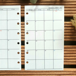 ミニ6 マンスリー予定表 日曜始まり7列 罫線なし カレンダー型 2024 システム手帳リフィル M6 mini6 6枚目の画像