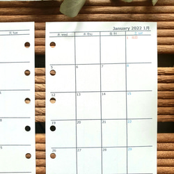 ミニ6 マンスリー予定表 日曜始まり7列 罫線なし カレンダー型 2024 システム手帳リフィル M6 mini6 12枚目の画像