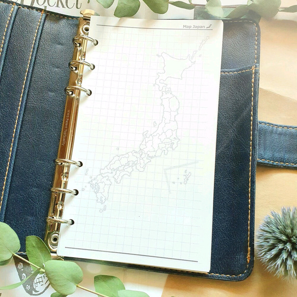 バイブル 旅行計画に最適！B6バイブルサイズの日本地図（白地図）付き方眼メモ用紙リフィル | 旅好き 3枚目の画像