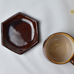 マグカップ&小皿（ひょうたん飴色/飴六角） 4枚目の画像