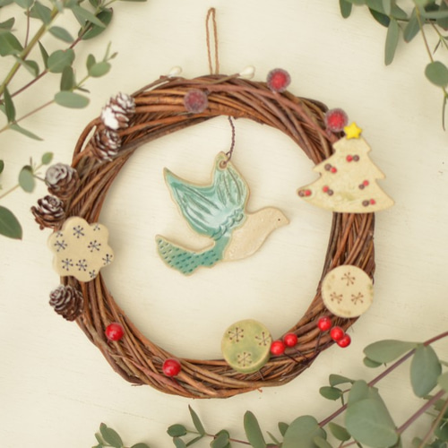 幸せの青い鳥☆クリスマスリース 幸せの青い鳥☆クリスマスリース しあわせの青い鳥のリース | iichi