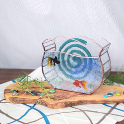 【金魚鉢の蚊取り線香ホルダー】 ステンドグラス 1枚目の画像