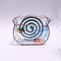 【金魚鉢の蚊取り線香ホルダー】 ステンドグラス 2枚目の画像