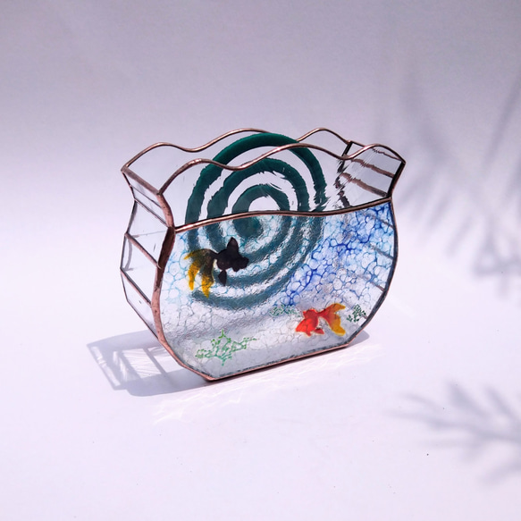 【金魚鉢の蚊取り線香ホルダー】 ステンドグラス 3枚目の画像