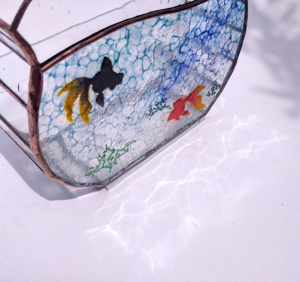 【金魚鉢の蚊取り線香ホルダー】 ステンドグラス 4枚目の画像