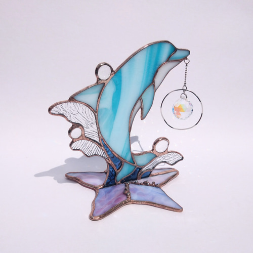 イルカのサンキャッチャー】 ステンドグラス サンキャッチャー GLITTER