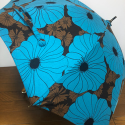 送料無料　手作り日傘　ブルーの花とマーガレット 4枚目の画像