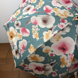 送料無料　軽量・手作り日傘　ブルーグリーンに胡蝶蘭 1枚目の画像