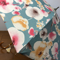 送料無料　軽量・手作り日傘　ブルーグリーンに胡蝶蘭 2枚目の画像