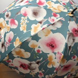 送料無料　軽量・手作り日傘　ブルーグリーンに胡蝶蘭 5枚目の画像
