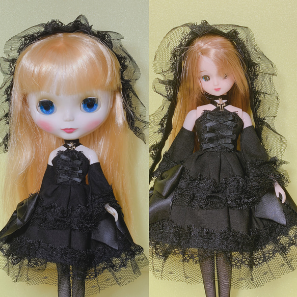 【在庫処分】 22時までセール✦手縫いリカちゃんドレス✦ネオブライス 着せ替え服・アウトフィット