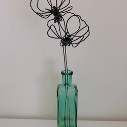 【再販】ワイヤークラフト 花二輪＋花瓶(受注製作) 2枚目の画像