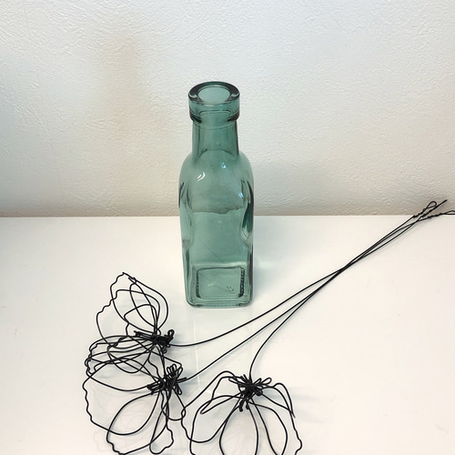 再販】ワイヤークラフト 花三輪＋瓶(受注製作) その他インテリア