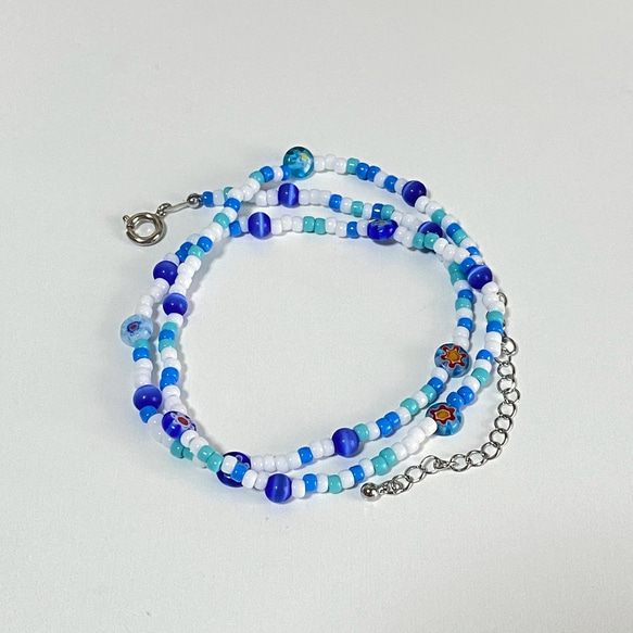 ＊【genderless】blue millefiori necklace＊ 2枚目の画像