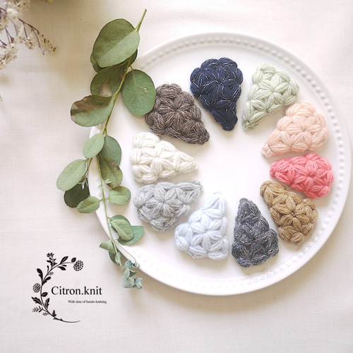 お花とくまさん♡5センチパッチンピン♡ネイビーチェック お花とくまさん♡5センチパッチンピン♡ネイビーチェック