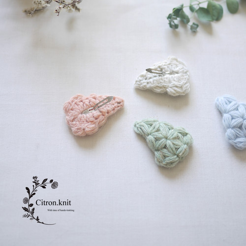 お花とくまさん♡5センチパッチンピン♡ネイビーチェック