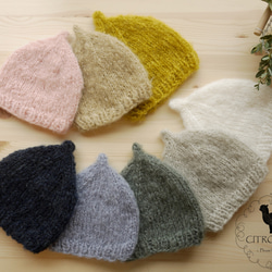 受注販売】フワフワモヘアのどんぐり帽子 サイズM（6ヶ月～3歳