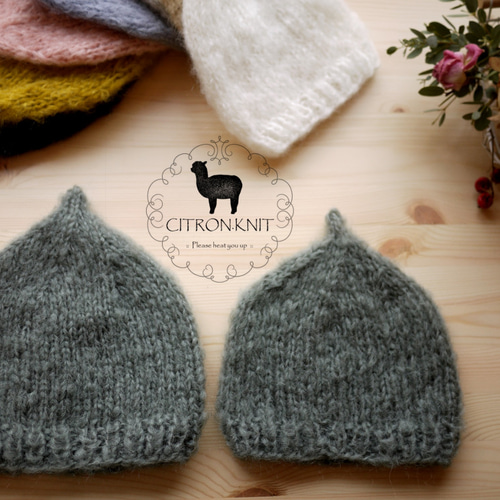 受注販売】フワフワモヘアのどんぐり帽子 サイズM（6ヶ月～3歳