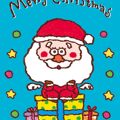 ポップでキュートなサンタさんのクリスマスポスター【A4サイズ