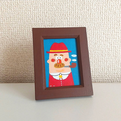 超歓迎された 額付きミニ原画 【パイプおじさん】 通販 わらしなみさき 絵画 絵画
