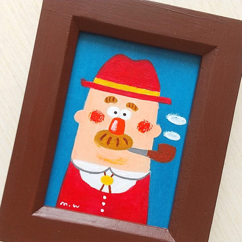 額付きミニ原画 【パイプおじさん】 絵画 わらしなみさき 通販