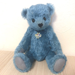 エリオットブルー色モヘア使用】グラスアイテディベア 24cm ぬいぐるみ