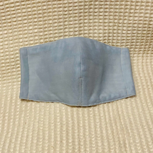 サシェポケット付き 立体型マスク ネル×Wガーゼ(無地-３：サックスブルー） 1枚目の画像