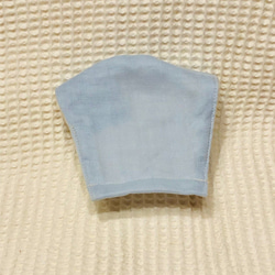サシェポケット付き 立体型マスク ネル×Wガーゼ(無地-３：サックスブルー） 2枚目の画像