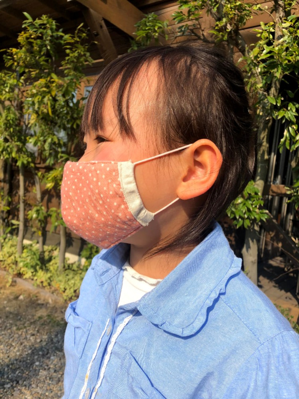 【kidsサイズ】サシェポケット付き 立体型マスク ネル×Wガーゼ(7:ねこカラフル） 7枚目の画像