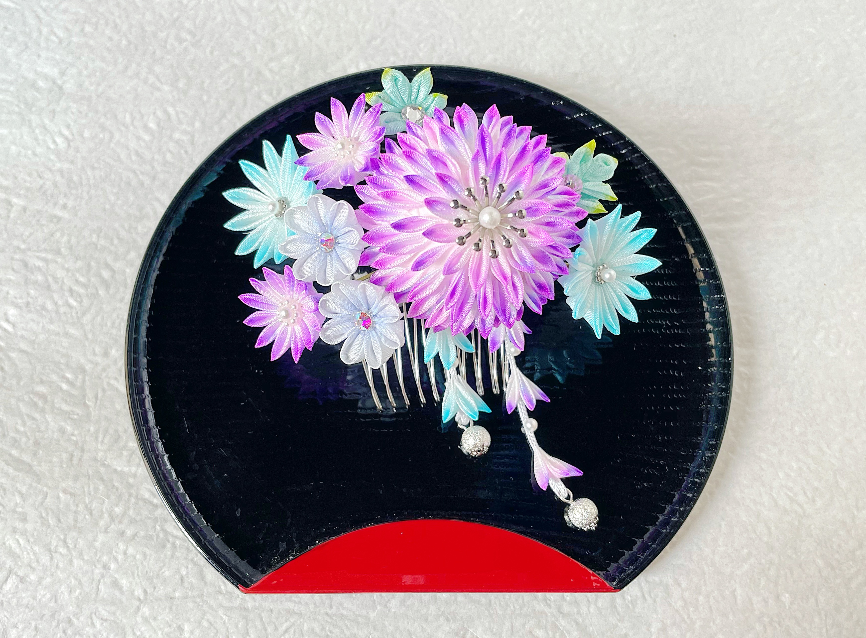 氷華(紫) つまみ細工髪飾り