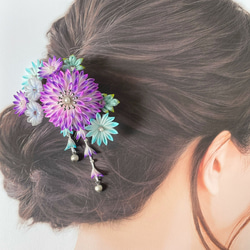 氷華(紫) つまみ細工髪飾り 4枚目の画像