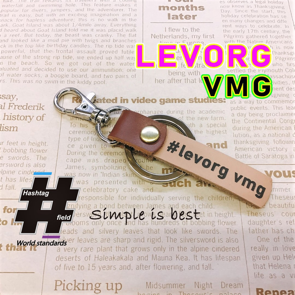 #LEVORG VMG 本革ハンドメイド ハッシュタグチャームキーホルダー レヴォーグ スバル 1枚目の画像