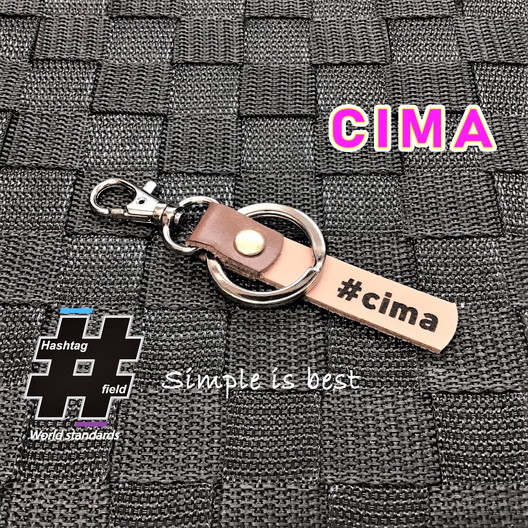 CIMA 本革ハンドメイド ハッシュタグチャーム キーホルダー